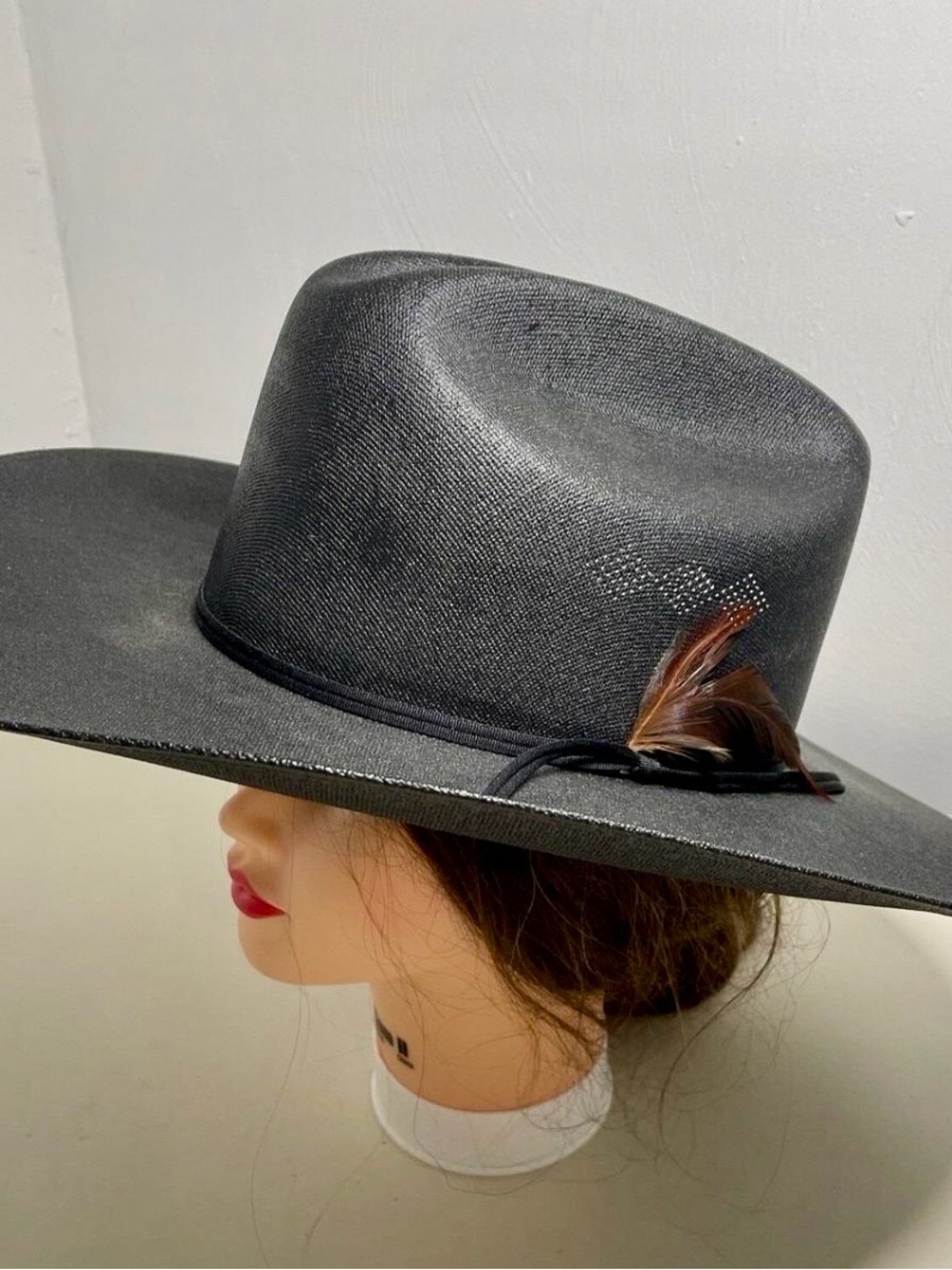 Gold Coast Sunwear Straw Black Wide-Brim Western Hat - Picture 2 of 7